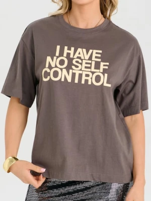 Sinsay - Bawełniana koszulka z napisem - szary