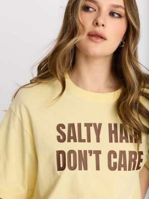 Zdjęcie produktu Sinsay - Bawełniana koszulka z napisem - yellow jeans