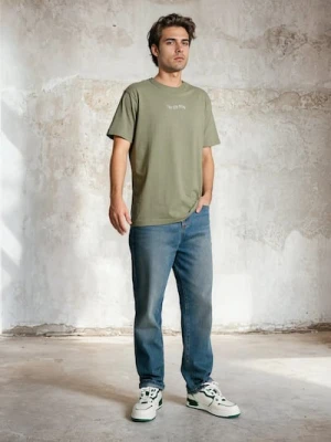 Sinsay - Bawełniana koszulka z napisem - zielony