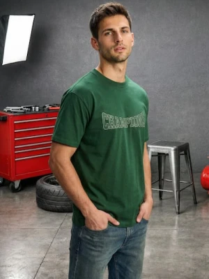 Sinsay - Bawełniana koszulka z napisem - zielony