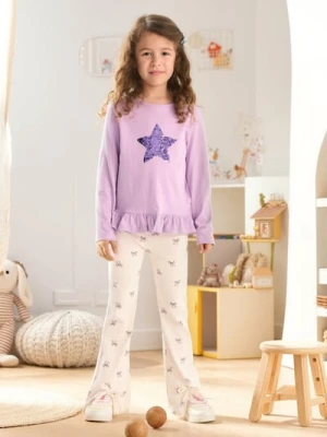 Sinsay - Bawełniana koszulka z ozdobnymi cekinami - fioletowy