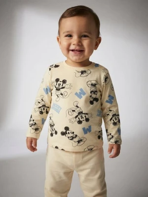 Sinsay - Bawełniana koszulka ze wzorem Mickey Mouse - kremowy