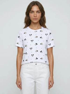 Sinsay - Bawełniana koszulka ze wzorem Minnie and Mickey - wielobarwny