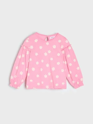 Sinsay - Bawełniana koszulka ze wzorem - różowy