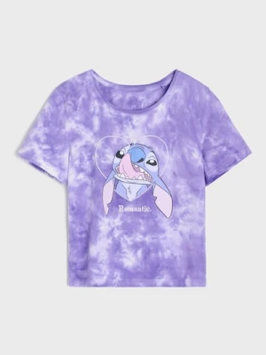 Sinsay - Bawełniana koszulka ze wzorem tie dye Stitch - wielobarwny