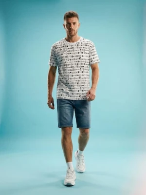 Sinsay - Bawełniana koszulka ze wzorem typograficznym - biały