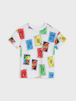 Sinsay - Bawełniana koszulka ze wzorem UNO - biały