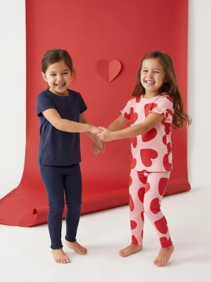 Sinsay - Bawełniana koszulka ze wzorem w serca 2 pack - różowy