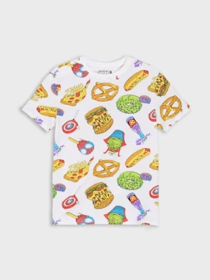 Sinsay - Bawełniana koszulka ze wzorkiem Marvel Comics - biały