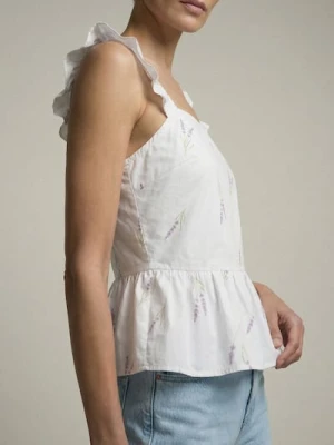 Sinsay - Bawełniana koszulowa bluzka z falbanami - wielobarwny