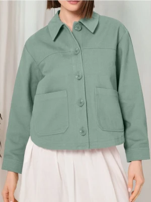 Sinsay - Bawełniana kurtka koszulowa - zielony