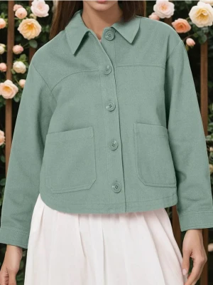 Sinsay - Bawełniana kurtka koszulowa - zielony