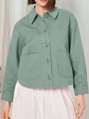 Sinsay - Bawełniana kurtka koszulowa - zielony