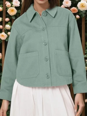 Sinsay - Bawełniana kurtka koszulowa - zielony