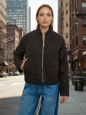 Sinsay - Bawełniana pikowana kurtka z zamkiem i stójką - zielony