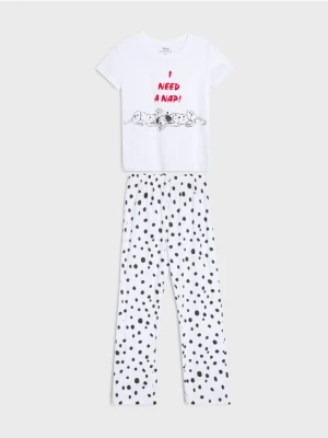 Sinsay - Bawełniana piżama dwuczęściowa 101 Dalmatians - biały
