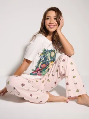 Sinsay - Bawełniana piżama dwuczęściowa Alice in Wonderland - kremowy