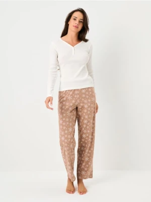 Sinsay - Bawełniana piżama dwuczęściowa - biały