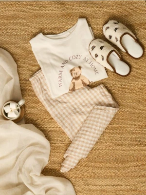 Sinsay - Bawełniana piżama dwuczęściowa - biały