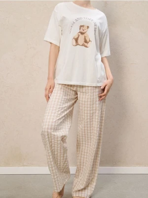 Sinsay - Bawełniana piżama dwuczęściowa - biały