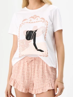 Sinsay - Bawełniana piżama dwuczęściowa - biały