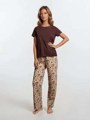 Sinsay - Bawełniana piżama dwuczęściowa - brązowy