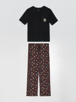 Sinsay - Bawełniana piżama dwuczęściowa - czarny