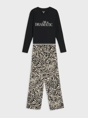 Sinsay - Bawełniana piżama dwuczęściowa - czarny