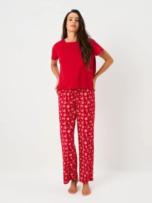 Sinsay - Bawełniana piżama dwuczęściowa - czerwony