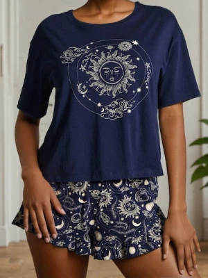 Sinsay - Bawełniana piżama dwuczęściowa - fioletowy