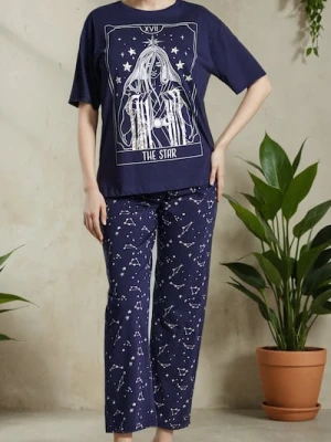 Sinsay - Bawełniana piżama dwuczęściowa - fioletowy