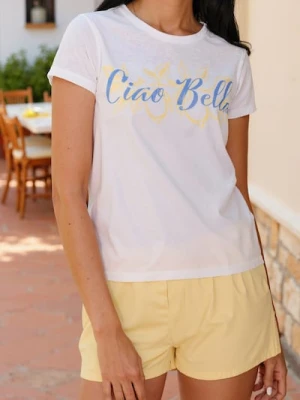 Sinsay - Bawełniana piżama dwuczęściowa - kremowy