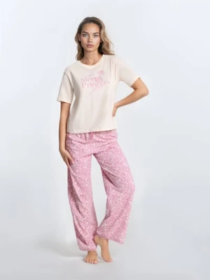 Sinsay - Bawełniana piżama dwuczęściowa - kremowy