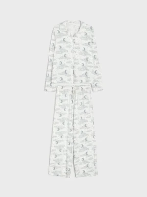 Sinsay - Bawełniana piżama dwuczęściowa na guziki - biały