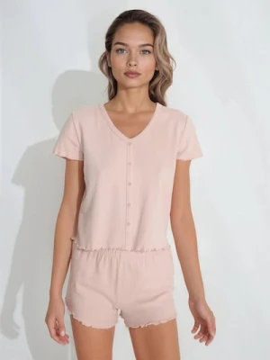 Sinsay - Bawełniana piżama dwuczęściowa - różowy