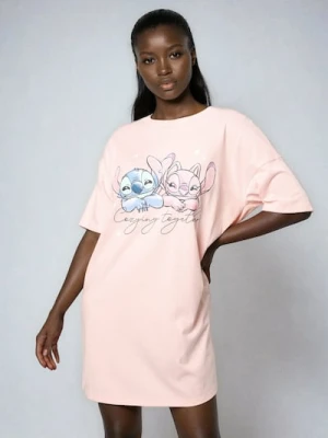 Sinsay - Bawełniana piżama dwuczęściowa Stitch - różowy