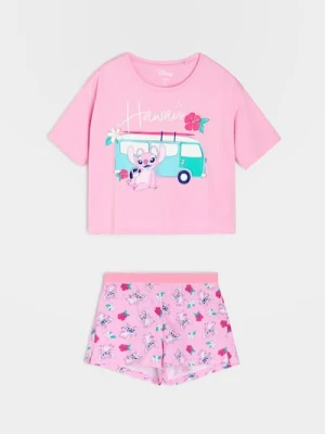 Sinsay - Bawełniana piżama dwuczęściowa Stitch - różowy