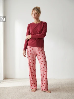 Sinsay - Piżama dwuczęściowa w serca - różowy