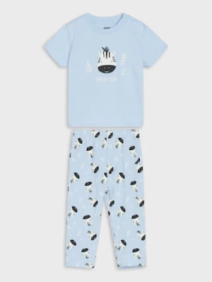 Sinsay - Bawełniana piżama dwuczęściowa w zebry - błękitny