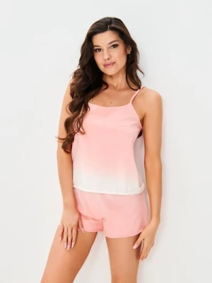 Sinsay - Bawełniana piżama dwuczęściowa z efektem ombre - różowy