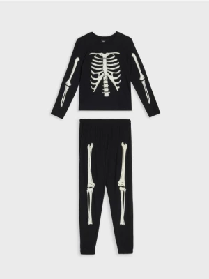 Sinsay - Bawełniana piżama dwuczęściowa z motywem halloweenowym - czarny