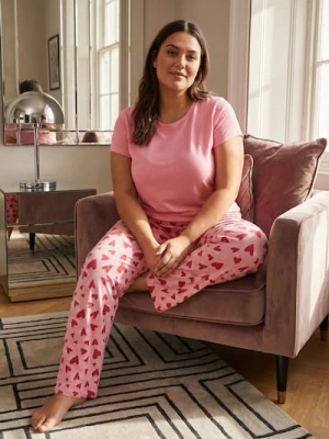 Sinsay - Bawełniana piżama dwuczęściowa z motywem serca - różowy