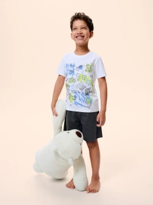 Sinsay - Bawełniana piżama dwuczęściowa z nadrukiem - biały