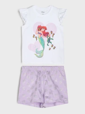 Sinsay - Bawełniana piżama dwuczęściowa z nadrukiem Disney Princess Ariel - biały