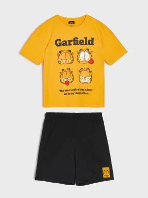 Sinsay - Bawełniana piżama dwuczęściowa z nadrukiem Garfield - pomarańczowy