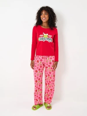 Sinsay - Bawełniana piżama dwuczęściowa z nadrukiem Grinch - czerwony