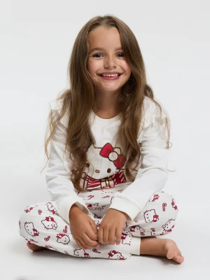 Sinsay - Bawełniana piżama dwuczęściowa z nadrukiem Hello Kitty - kremowy
