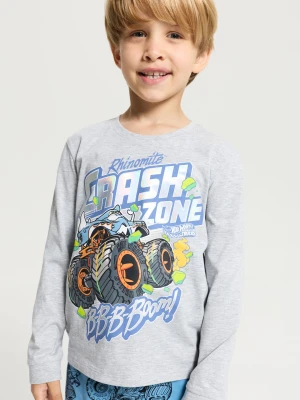Sinsay - Bawełniana piżama dwuczęściowa z nadrukiem Hot Wheels - niebieski