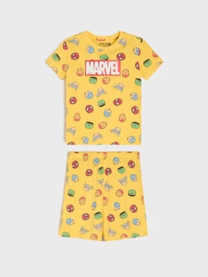 Sinsay - Bawełniana piżama dwuczęściowa z nadrukiem Marvel - żółty