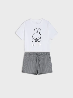 Sinsay - Bawełniana piżama dwuczęściowa z nadrukiem Miffy - kremowy